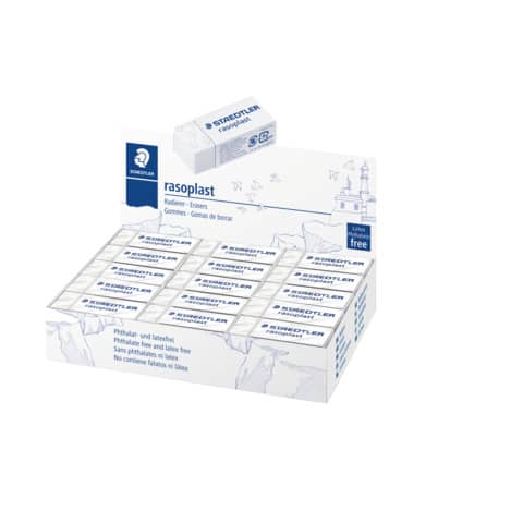 Gomma Rasoplast per matita Staedtler - 43 x19 x13 mm - bianca - conf. 30 pezzi - 526B30